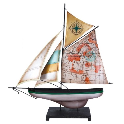 Beachcombers Metal/capiz Boat With Map Sail : Target