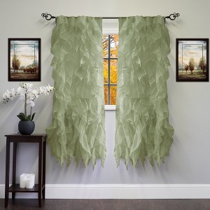Chic Sheer Voile Vertical Ruffled Tier Window Single Panel Curtain by Sweet Home Collection® - 1 of 3