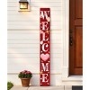 HomeRoots 72" Pink Red And White Solid Wood Welcome Valentine's Day Heart Porch Sign - 2 of 4