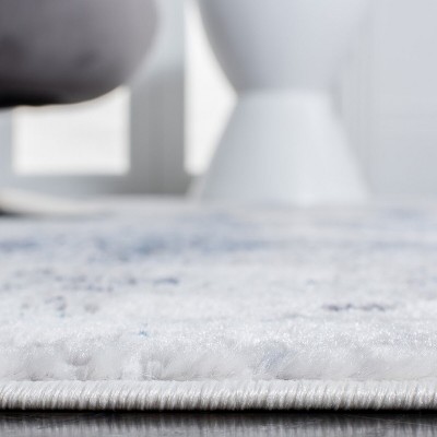 Amelia Grey and Light Blue Abstract Synthetic Area Rug