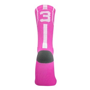 Mk Socks Player ID Jersey Number SINGLE Crew Sock - Hot Pink, White - 1 of 1