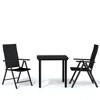 vidaXL 3 Piece Patio Dining Set Black - 2 of 4