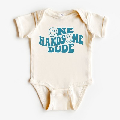 The Juniper Shop One Handsome Dude Baby Bodysuit - NB - Natural