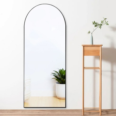 Dovelina Modern Wood Frame Arched Mirror Decorative Wall Mirror Large Mirror - 71"x24", Black ...