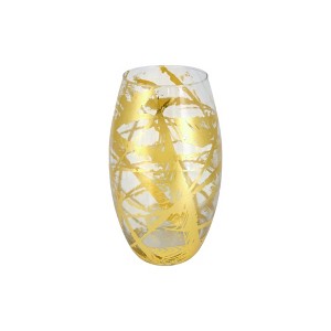 Slickblue Gold Gilded Glass Vase, Smooth Oval Shape, Coffee Table Decor, Bullet Style, Clear Gold, Color & Size Options - 1 of 4