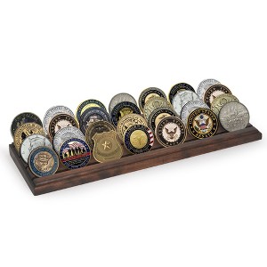 Americanflat Challenge Coin Display with 4 Rows - Military Coin Display Case - Collectible Coin Holder, 12" x 4" Solid Wood - 1 of 4