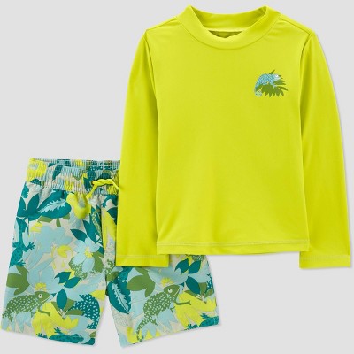 Toddler Boys' Iguana Print Rash Guard Set - Just One You® made by carter's Lime Green 12M