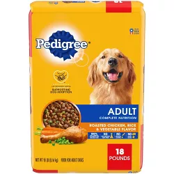 Pedigree Roasted Chicken, Rice & Vegetable Flavor Adult Complete Nutrition Dry Dog Food - 18lbs