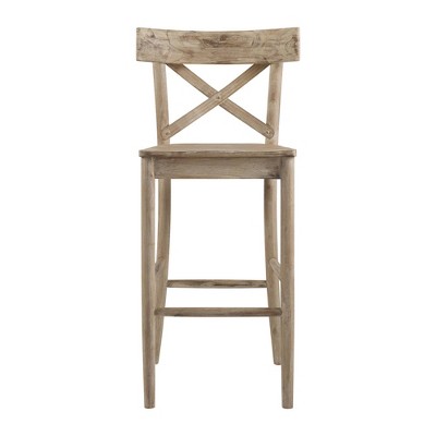 Keaton Natural Wood X-Back Bar Stool