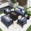 Heynemo Aluminum Patio Furniture Set with Fire Pit Table, 5 Piece Outdoor Furniture with Cushions for Balcony, Front Porch, and Backyard - 2 of 4