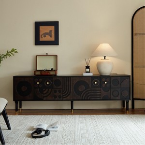 LOVSON 70.8'' Mid-Century TV Stand,with 4 Drawer Media Console, Wooden Entertainment Center for 55+ Inch TVs, for Living Room, Bedroom, Black - 1 of 4