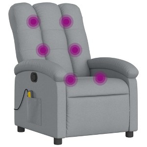 vidaXL Light Gray Fabric Massage Recliner Chair - Manual Tilt, Vibrating Home/Living Room Lounger with USB, Comfy Armrest, Side Pocket - 1 of 4