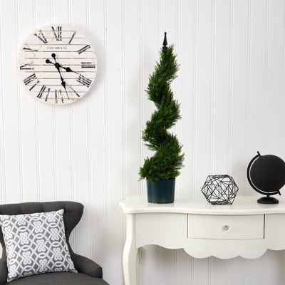 Elegant Cypress Spiral Topiary in Sleek Planter, 39" Green