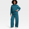 Women's Airy Sleek Ribbed Wide Leg Sweatpants - All In Motion™ Blue - 3 of 4