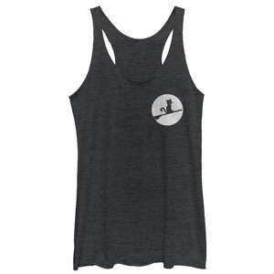 Women's CHIN UP Halloween Witch Cat Racerback Tank Top - 1 of 3