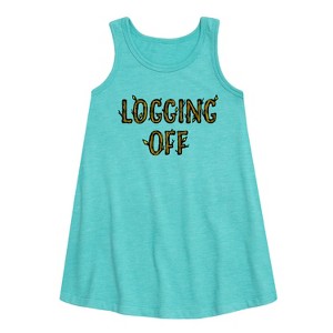 Girls' - Instant Message - Logging Off Graphic Sleeveless Aline Dress - 1 of 4