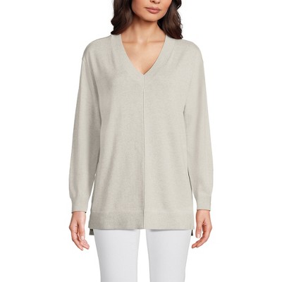 Lands' End Women's Fine Gauge Cotton Pullover Tunic Sweater