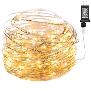 Itopfox Fairy Lights Plug in, 100 LEDs Waterproof Silver Wire Firefly Lights with Adaptor, Starry String Lights for Wedding Indoor Outdoor Christmas - 1 of 4