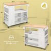 Costway Kitchen Island Trolley Cart on Wheels with Storage Open Shelves & Drawer White/Brown - image 3 of 4