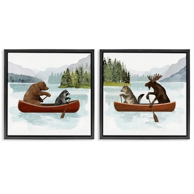 Stupell Industries Woodland Animals on Canoes, 18" x 18"