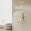 Itopfox 12 Inch Brushed Gold Shower System with High Pressure Rain Shower Head, Handheld Showerhead, and Wall Mounted Faucet Set - 3 of 4