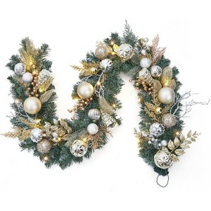 6FT Christmas Wreath with Lights, Pre-assembled Outdoor Christmas Wreath, Christmas Decorations for Fireplace, Stairs, Windows, Home, Apartment - 1 of 4