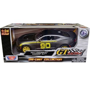 2017 Chevrolet Camaro ZL1 #90 Matt Gray with Yellow Stripes "GT Racing" Series 1/24 Diecast Model Car by Motormax - 1 of 3