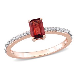 EVERLY JEWELRY | 10k Rose Gold Gemstone and Diamond Promise Ring- Multiple Gemstone Options - 1 of 4