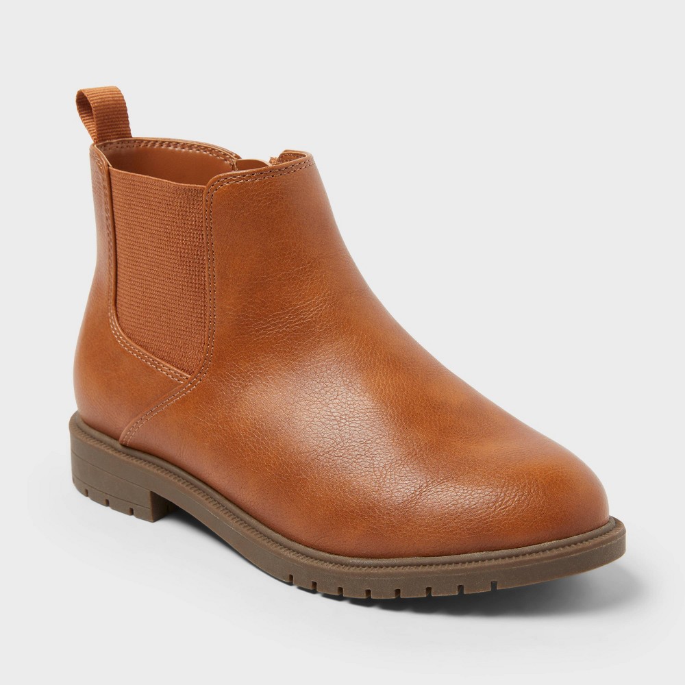 Kids' Brandy Chelsea Ankle Boots - Cat & Jack™ Cognac 2: Zipper Closure, Flexible Outsole, Medium Width