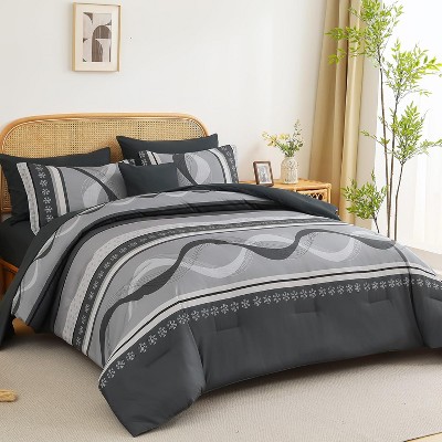 Der Rose BALHAM TRADE- 8 Pieces Grey Comforter Set Queen Size Bed in a Bag Boho Soft Microfiber Bedding Green Queen 90"×90" — фото 6