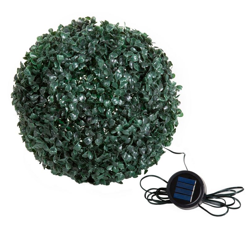 Nature Spring Solar Artificial Topiary Ball With Mini LED Lights and Rechargeable Battery - 11" Diameter, 5 of 9