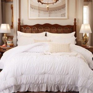 Ruffle Comforter Set -9 Pieces Cozy Bedding Set with Comforters, Sheets, Pillowcases & Shams - 1 of 4