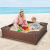 Safstar Kids Outdoor Sandbox 48.5" x 48.5" x 12.5" Large HDPE Sandpit with Oxford Cover - 2 of 4