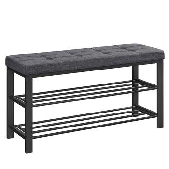 SONGMICS Shoe Bench - Entryway Shoe Rack with Foam Padded Seat, Linen, Metal Frame - Ideal for Living Room and Hallway