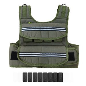 Weighted Vest for Men,25/35/45 LBS Adjustable Weight Vest with Shoulder Pads/Reflective Stripe/ Pockets for Running Walking Home Gym - 1 of 4