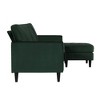 Strummer Velvet Sectional Sofa Green - CosmoLiving by Cosmopolitan: Lush Upholstery, Floating Chaise, Black Legs - image 4 of 4