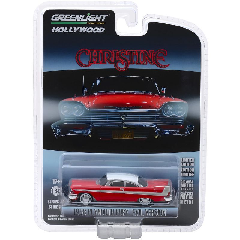1958 Plymouth Fury Red with White Top "Evil Version" "Christine" (1983) Movie 1/64 Diecast Model Car by Greenlight, 3 of 4