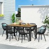 Christopher Knight Home Roma Outdoor Resin and Acacia Wood 7 Piece Dining Set, Black/Teak - 2 of 4