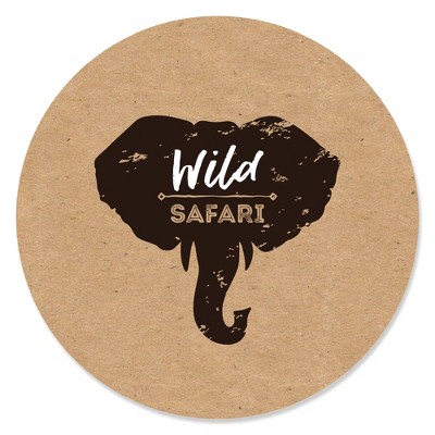 Big Dot of Happiness Wild Safari - African Jungle Adventure Birthday Party or Baby Shower Circle Sticker Labels - 24 Count