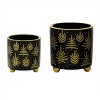 HomeRoots Set of Two Black And Gold Ceramic Pot Planters - 3 of 4