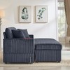 Convertible Sectional Sofas Corduroy Loveseat Sofa with Double Storage Ottomans, Adjustable Armrest Table with USB Port, Super Soft Chaise Lounge - 3 of 4