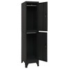 vidaXL Locker Grey Steel Large Locker Cabinet Rectangular Industrial - Black With 2 lockers - 3 of 4