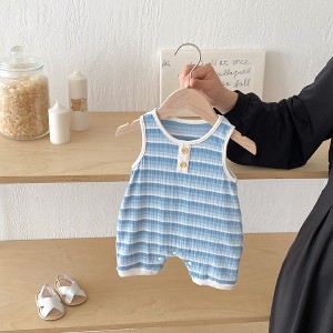 MyKids-Usa Summer Arrival Baby Unisex Casual Striped Sleeveless Rompers - 1 of 4