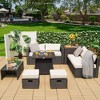 Costway 9PCS Patio Rattan Furniture Set Fire Pit Space-saving W/ Cushion cover - 2 of 4