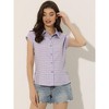INSPIRE CHIC Women's Summer Plaid Short Sleeves Button Down Shirt - 2 of 4