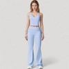 Anna-Kaci Active Women's Drawstring Ruched Waist Flared Leg Pants Stretch Fabric Active Yoga Lounge Bottoms - 4 of 4