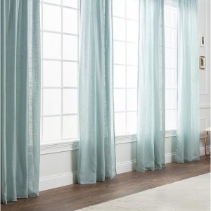 Chanasya 2pk Textured Crosshatch Semi Sheer Window Curtain Panels - Set of 2 - 1 of 4