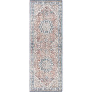 Livabliss 2'7"x10' Colin Traditional Machine Washable Rug Red: Flat Pile Runner, Pet Friendly, Indoor Use - 1 of 4