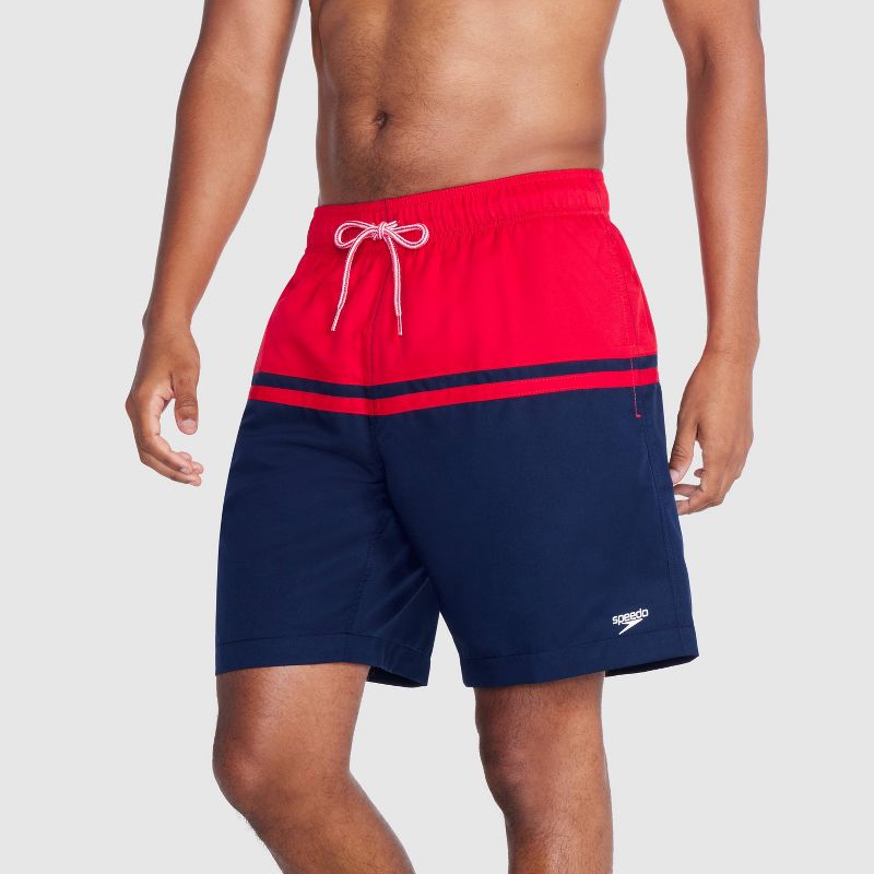 Speedo Men's 7" Colorblock Swim Shorts - Red/Blue, 1 of 4