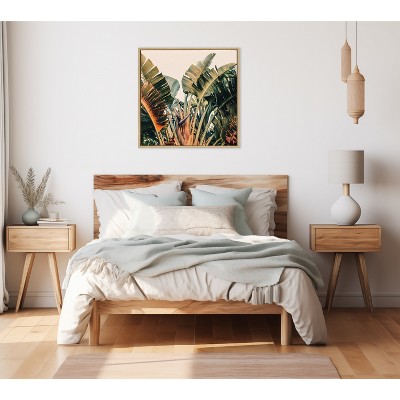 Sylvie Hue 2 Coastal Palm Tree Framed Canvas Wall Art